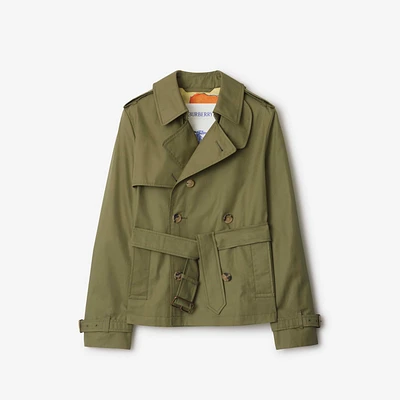 Highgrove Gabardine Trench Jacket in Wreath - Women, Cotton | Burberry® Official
