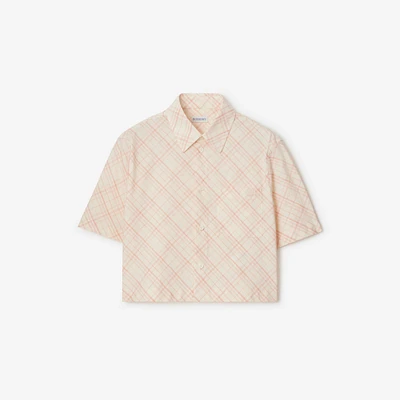 Cropped Check Cotton Shirt in Dusky rose - Women | Burberry® Official