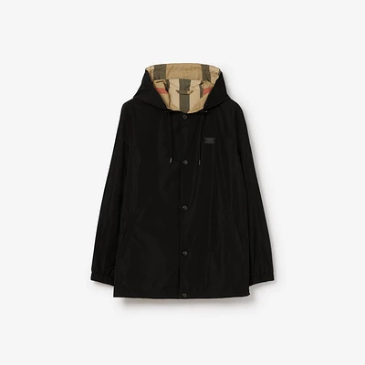 Reversible Check Hooded Jacket in Black - Men | Burberry® Official