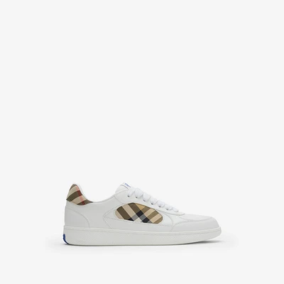 Leather and Check Terrace Sneakers​ in /sand