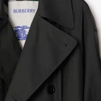 Long Gabardine Trench Coat in Onyx - Women, Cotton Gabardine | Burberry® Official