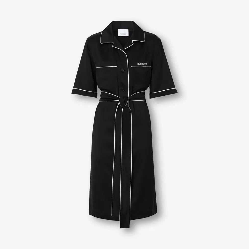 Burberry Embroidered Logo Silk Blend Shirt Dress Black - Women | Burberry®  Official | Yorkdale Mall