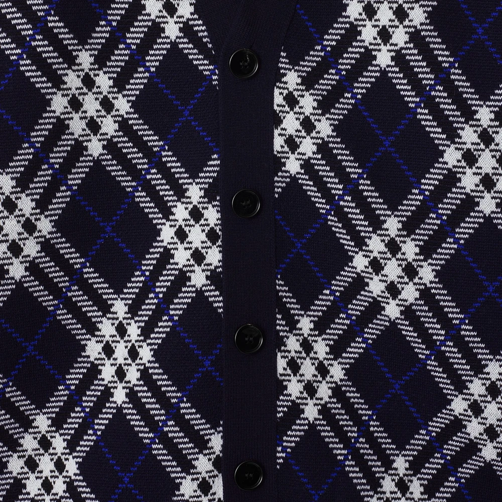 Check Wool Blend Cardigan in Ink blue - Men | Burberry® Official