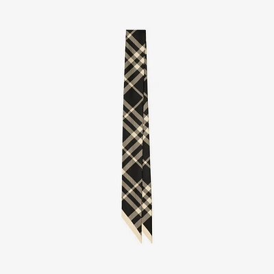 Skinny Check Silk Scarf in Black/calico | Burberry® Official