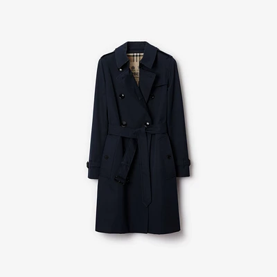 Mid-length Kensington Heritage Trench Coat in Coal blue - Women, Cotton Gabardine | Burberry® Official