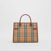 Mini Vintage Check Two-handle Title Bag in Archive Beige - Women | Burberry® Official