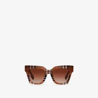 Check Square Sunglasses in Birch brown - Women | Burberry® Official