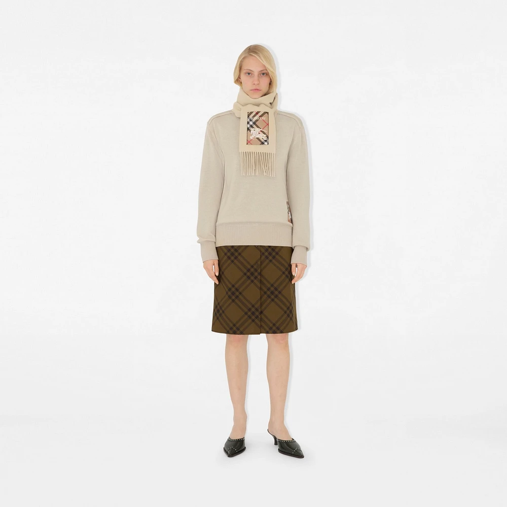 Check Label Cashmere Scarf in Nutmeg | Burberry® Official