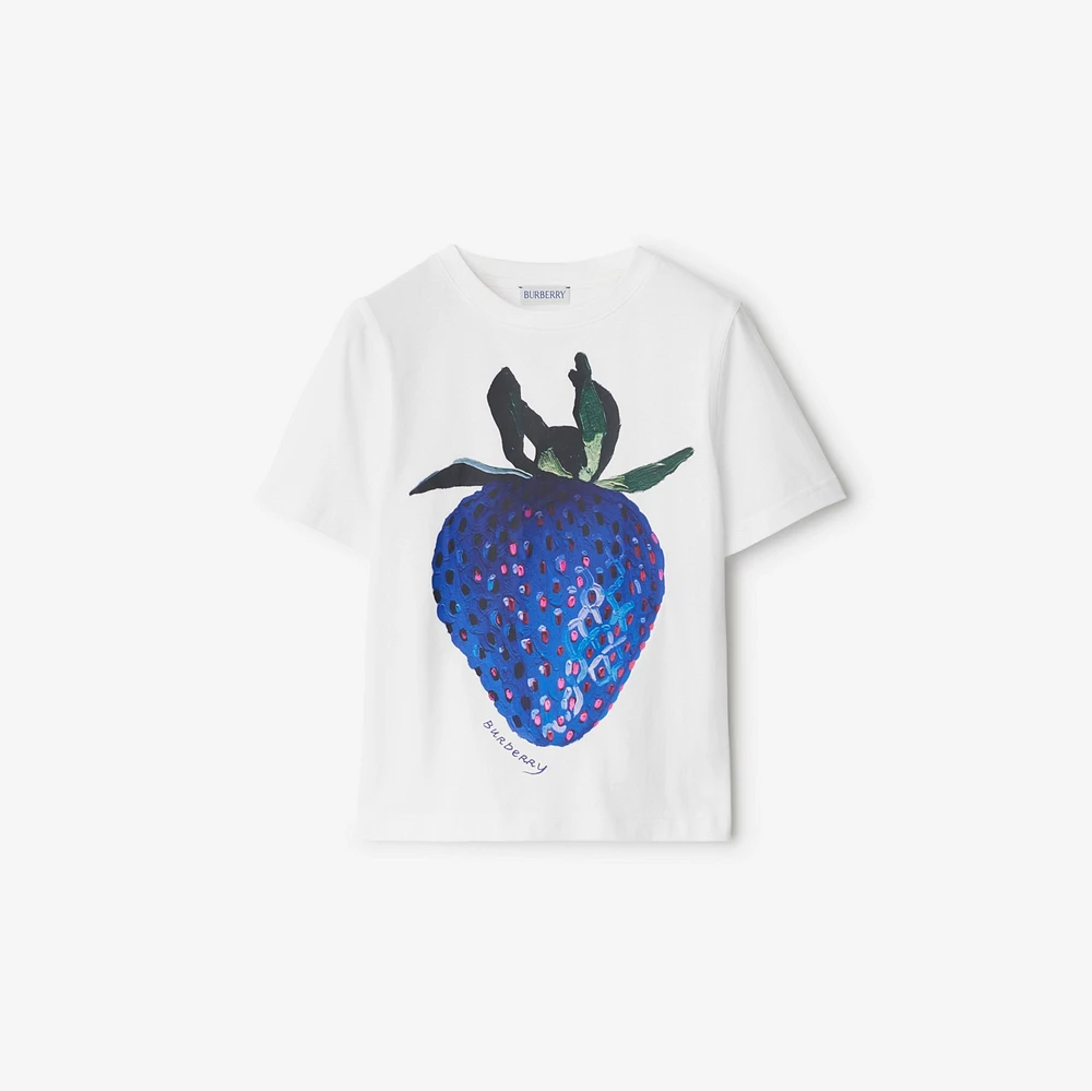 Strawberry Cotton T-shirt in White | Burberry® Official