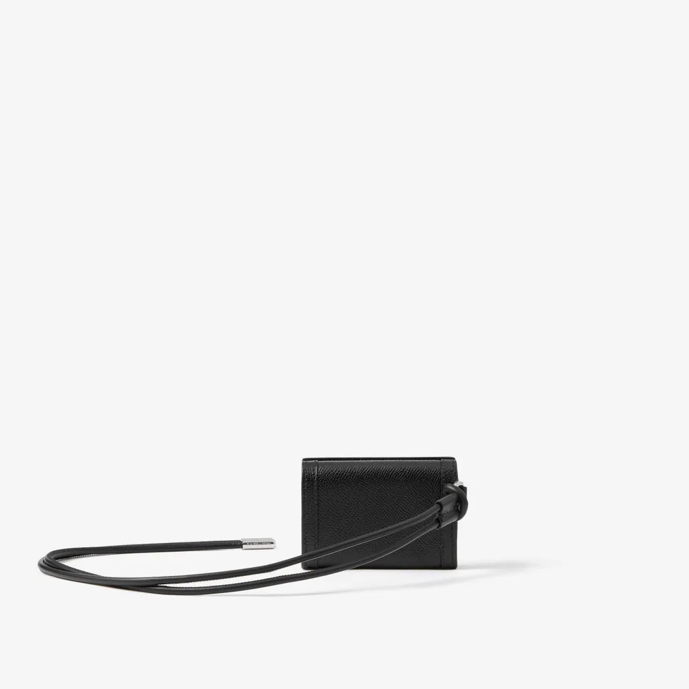 Grainy Leather TB Card Case in Black - Men