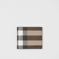 Exaggerated Check and Leather Bifold Wallet in Dark Birch Brown - Men | Burberry® Official