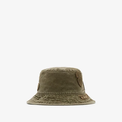 Badge Cotton Bucket Hat in Khaki - Men | Burberry® Official