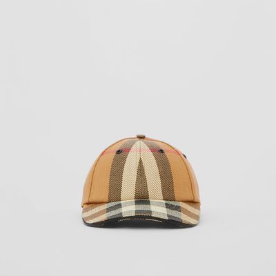 Exaggerated Check Nylon Baseball Cap Archive Beige | Burberry® Official