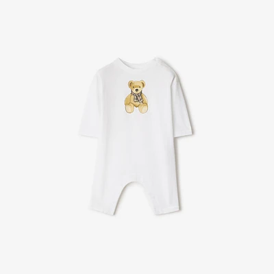 Thomas Bear Cotton Jumpsuit in White - Children | Burberry® Official