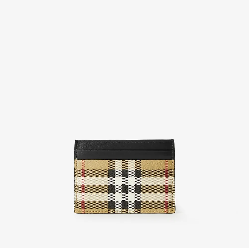 Check and Leather Folding Card Case in Dark Birch Brown - Men | Burberry®  Official
