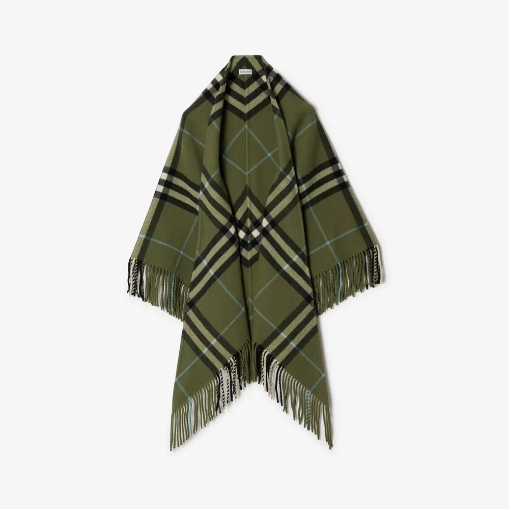 Check Wool Cape in Shrub | Burberry® Official