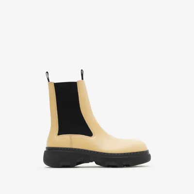 Leather Creeper Chelsea Boots in Custard - Women | Burberry® Official