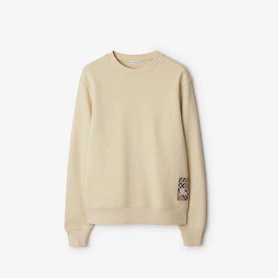 Check Label Cotton Sweatshirt in Nutmeg - Men | Burberry® Official