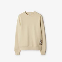 Check Label Cotton Sweatshirt in Nutmeg - Men | Burberry® Official