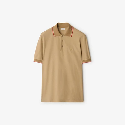 Logo Collar Cotton Polo Shirt in Flax - Men | Burberry® Official