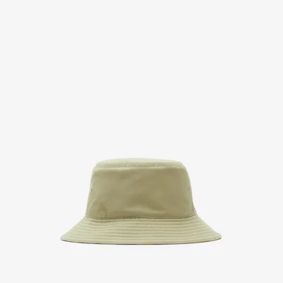 Reversible Cotton Blend Bucket Hat in Hunter - Men | Burberry® Official