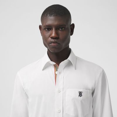 Monogram Motif Technical Cotton Shirt White - Men | Burberry® Official