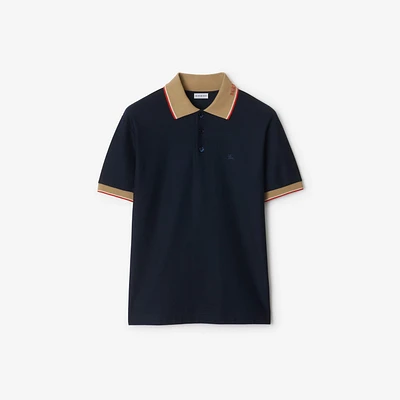 Logo Collar Cotton Polo Shirt in Navy - Men | Burberry® Official