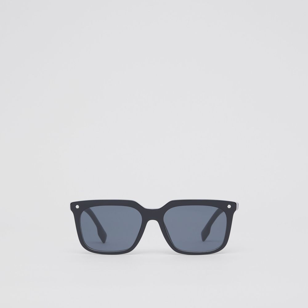 Stripe Detail Square Frame Sunglasses in Blue - Men | Burberry® Official