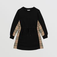 Vintage Check Panel Cotton Sweater Dress Black | Burberry