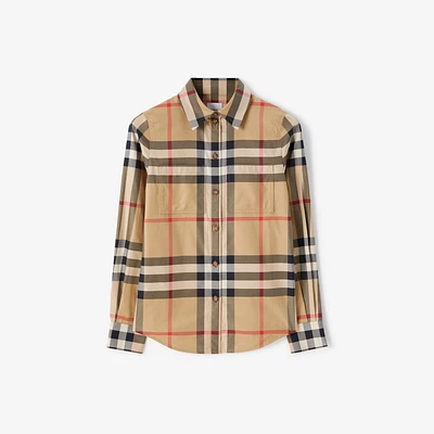 Check Cotton Shirt in Archive beige - Women | Burberry® Official