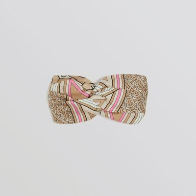 Montage Print Silk Headband in Pistachio/archive Beige - Women | Burberry® Official
