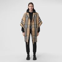 Exaggerated Check Wool Cashmere Cape in Archive Beige | Burberry® Official