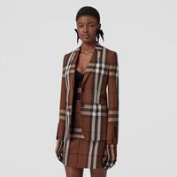 Check Wool Blend Jacquard Tailored Jacket Dark Birch Brown - Women | Burberry® Official