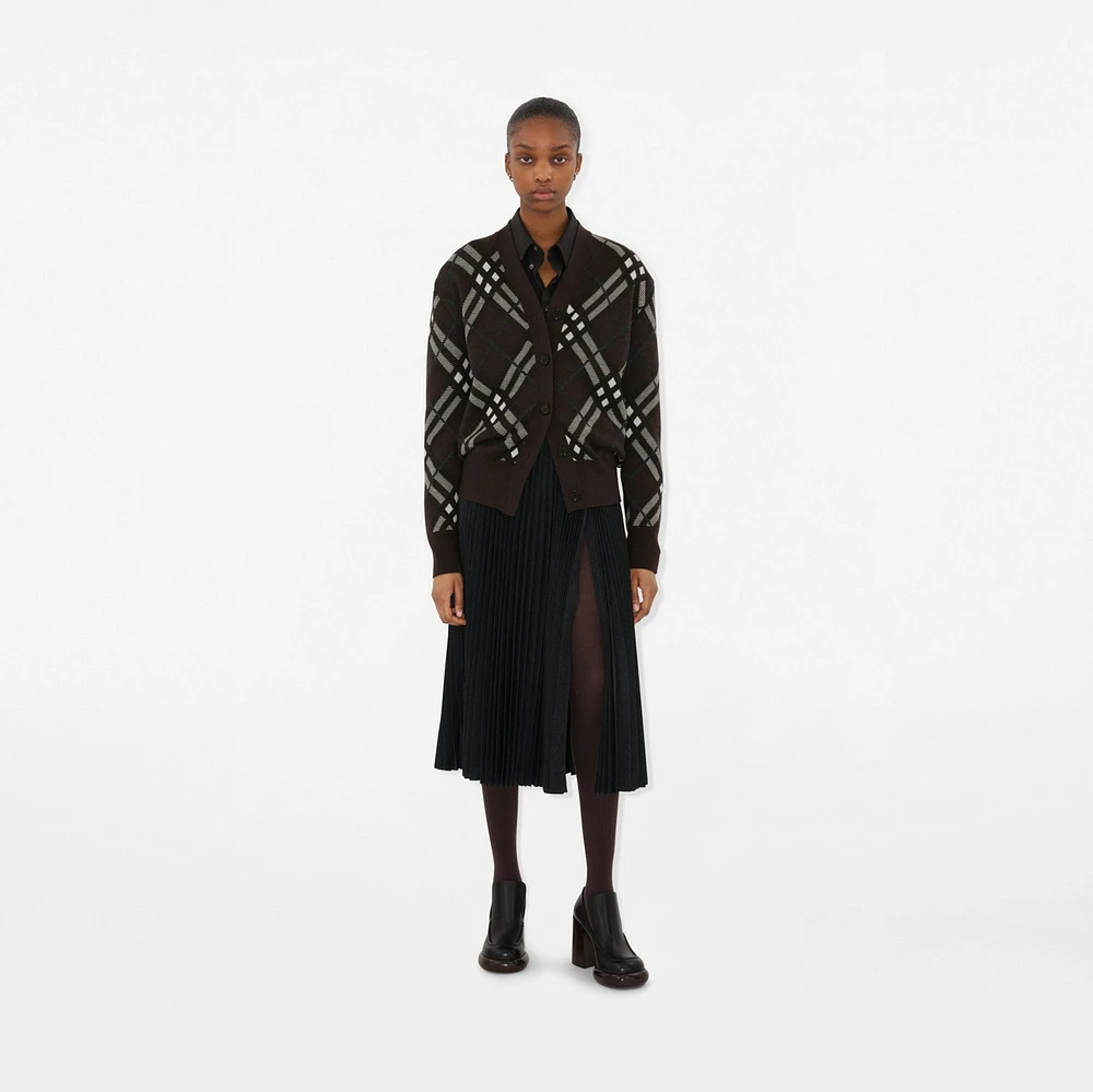 Check Wool Blend Cardigan in Snug - Women, Nylon | Burberry® Official