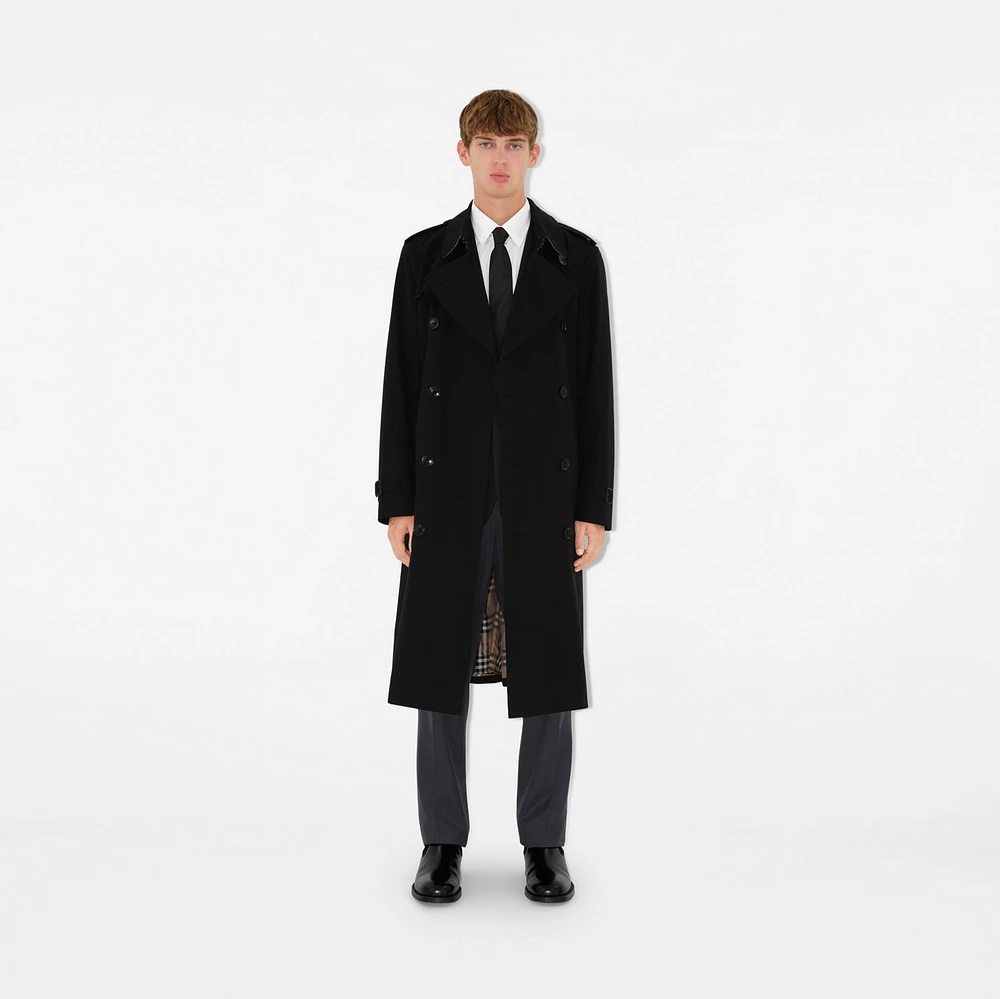 Long Kensington Heritage Trench Coat in Black - Men, Cotton Gabardine | Burberry® Official