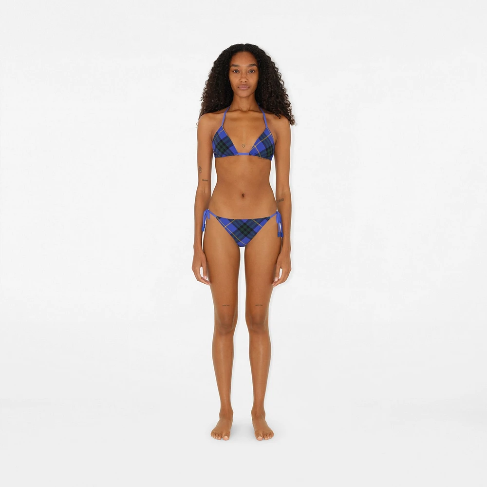 Check Bikini Top in Bright navy - Women, Cotton | Burberry® Official