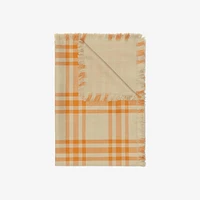 Reversible Check Wool Silk Scarf in Hunter/pumpkin | Burberry® Official