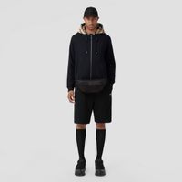 Check Hood Cotton Hooded Top Black/archive Beige - Men | Burberry® Official