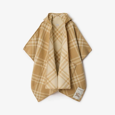 Reversible Check Wool Cape in Sand/ecru | Burberry® Official