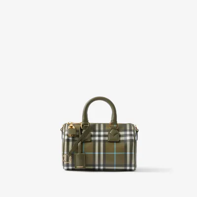 Mini Check Bowling Bag in Olive green - Women | Burberry® Official