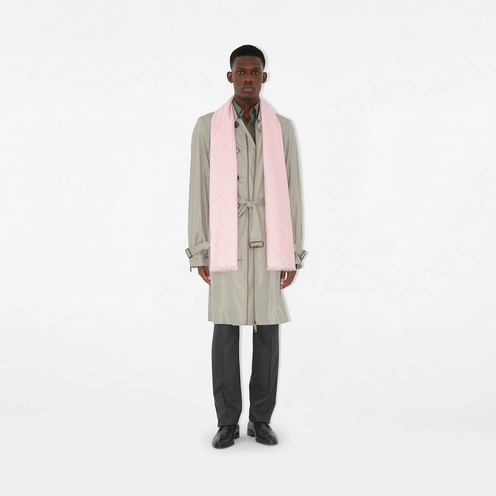 Wide Check Wool Silk Scarf in Sugar | Burberry® Official