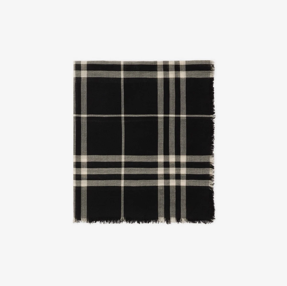 Check Wool Scarf in Black/calico | Burberry® Official