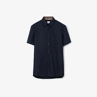 Stretch Cotton Shirt in Navy - Men | Burberry® Official