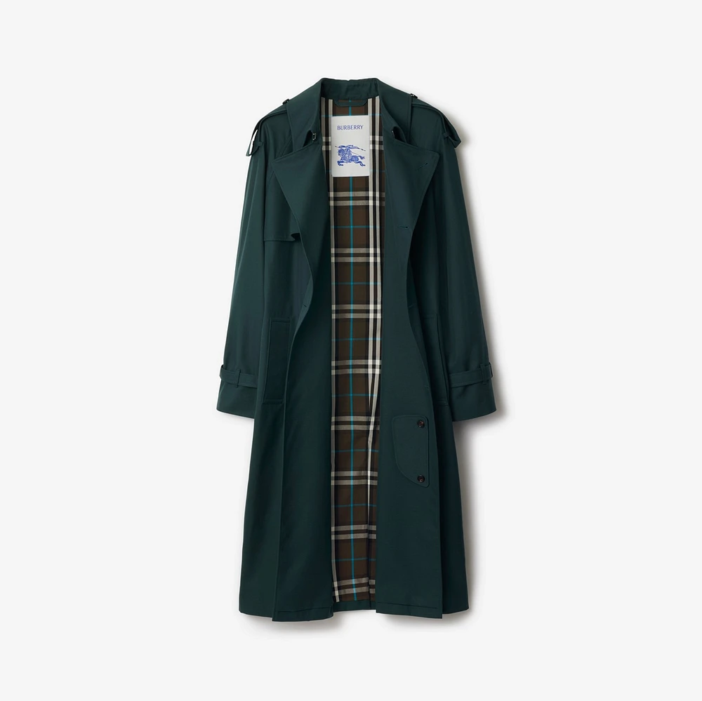 Long Cotton Blend Trench Coat in Anchor - Men | Burberry® Official