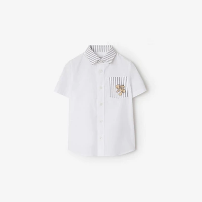 Thomas Bear Striped Cotton Shirt in White | Burberry® Official