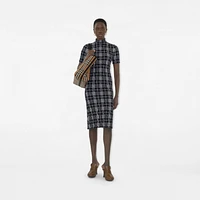 Check Wool Blend Dress in Ink/chalk - Women | Burberry® Official