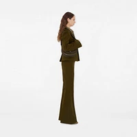 Nylon Wool Blend Tailored Trousers in Furrow - Women | Burberry® Official