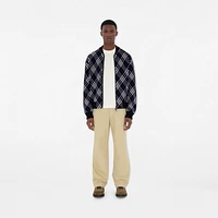 Check Wool Blend Bomber Jacket in Ink blue - Men | Burberry® Official