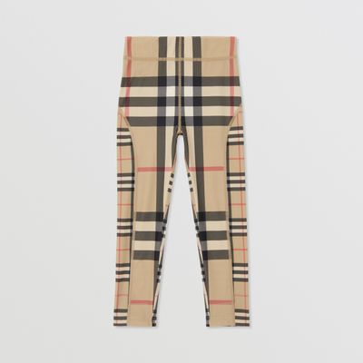 Contrast Check Stretch Jersey Leggings Archive Beige | Burberry® Official