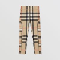 Contrast Check Stretch Jersey Leggings Archive Beige | Burberry® Official